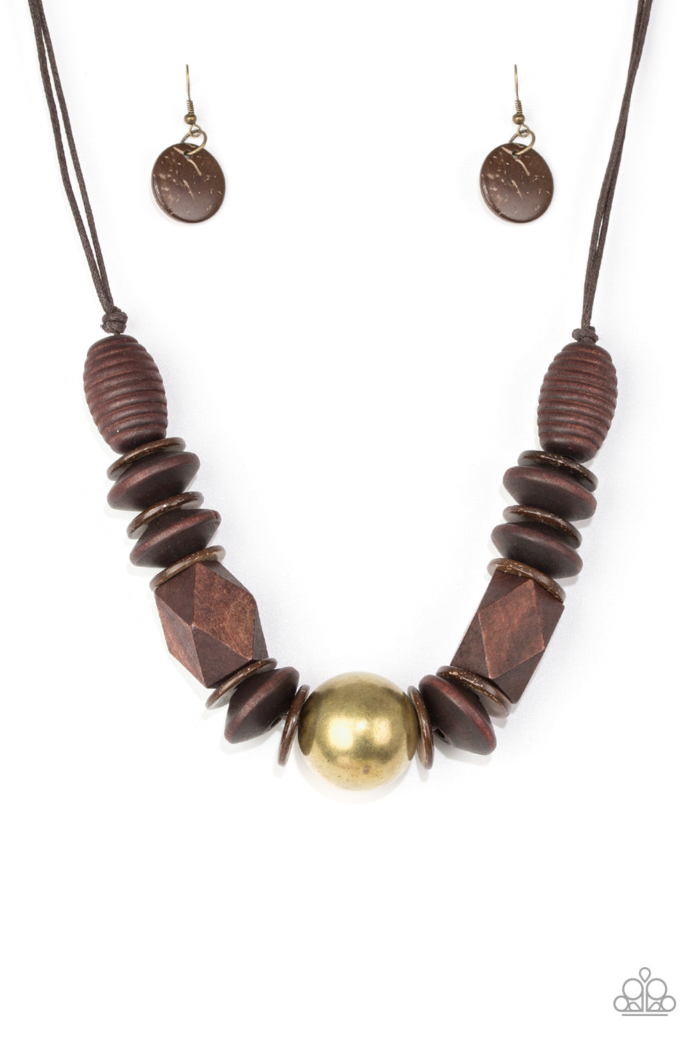 Paparazzi Grand Turks Getaway - Brass Wood Necklace