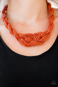 Paparazzi A Standing Ovation - Orange Seabead Necklace - Avastrinkets LLC