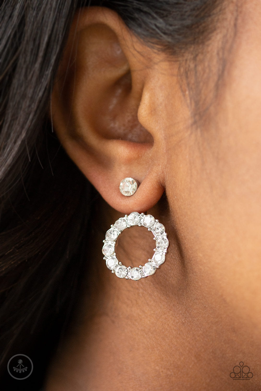 Paparazzi Diamond Halo - White Earring