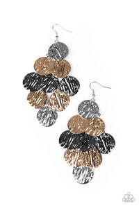 Paparazzi Uptown Edge  - Multi Earrings Black Gold Silver - Avastrinkets LLC