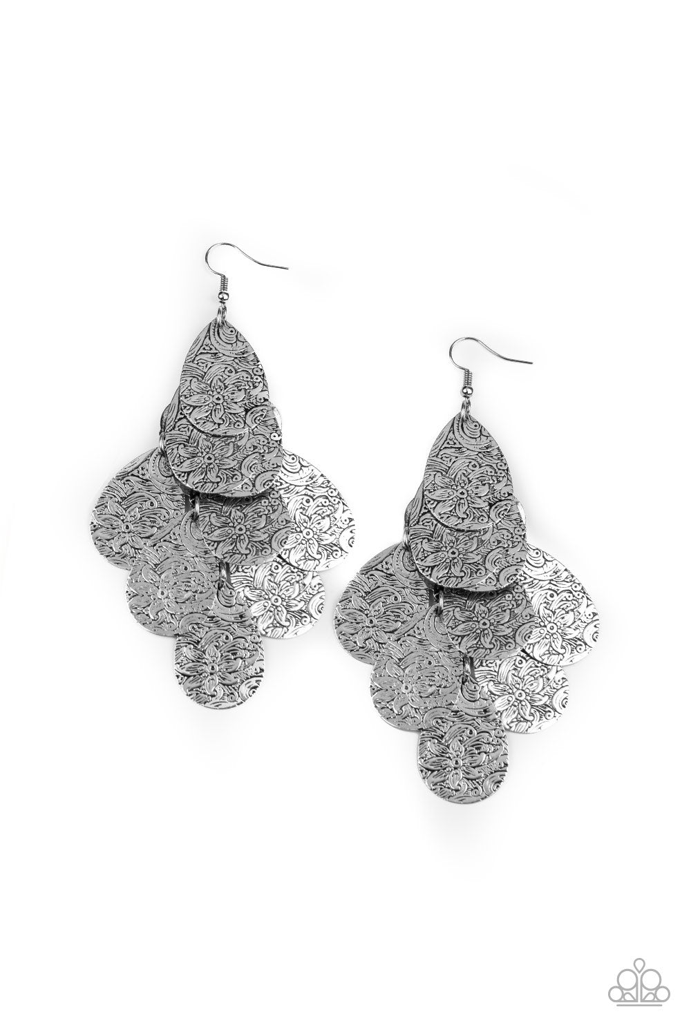 Paparazzi Hibiscus Harmony - Silver Earrings - Avastrinkets LLC