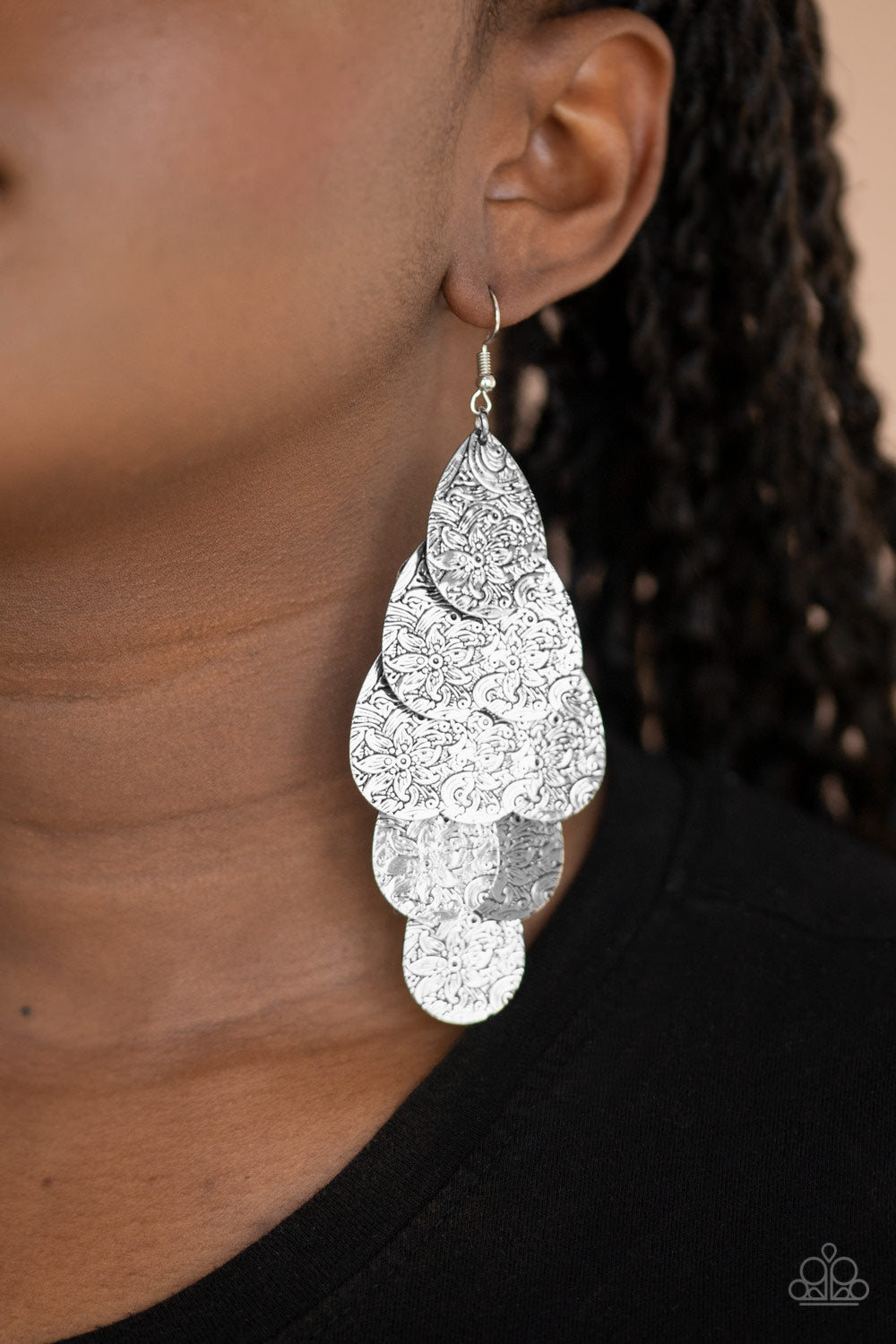 Paparazzi Hibiscus Harmony - Silver Earrings - Avastrinkets LLC