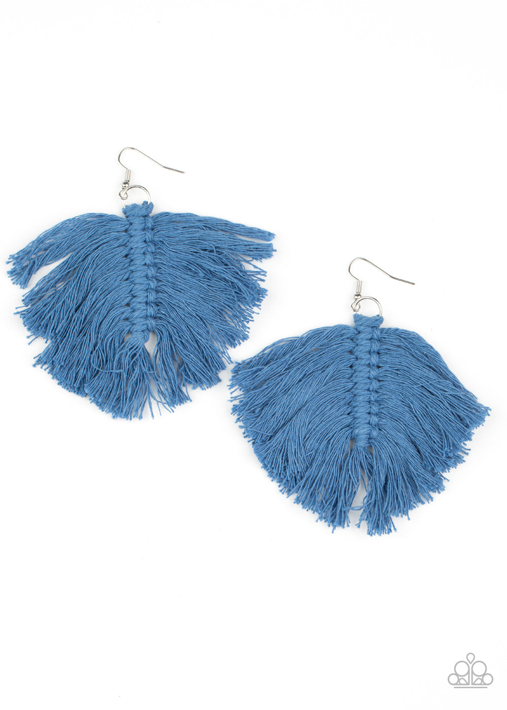 Paparazzi Macrame Mamba - Blue Earrings Fringe - Avastrinkets LLC