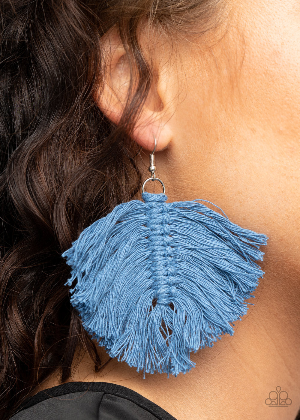 Paparazzi Macrame Mamba - Blue Earrings Fringe - Avastrinkets LLC