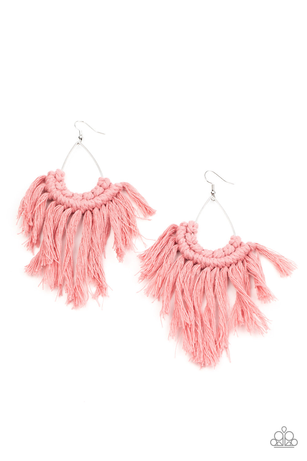 Paparazzi Wanna Piece Of MACRAME? - Pink Fringe Earrings - Avastrinkets LLC