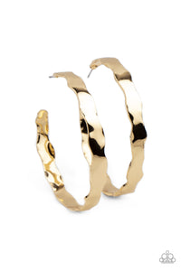 Paparazzi Exhilarated Edge - Gold Hoop Earring