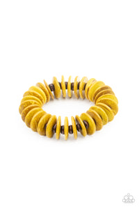 Paparazzi Caribbean Reefs - Yellow Wood Bracelet