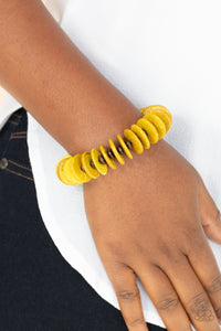 Paparazzi Caribbean Reefs - Yellow Wood Bracelet