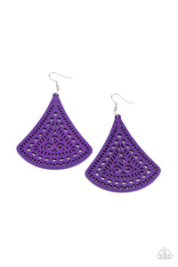 Paparazzi FAN to FAN - Purple Wood Earring