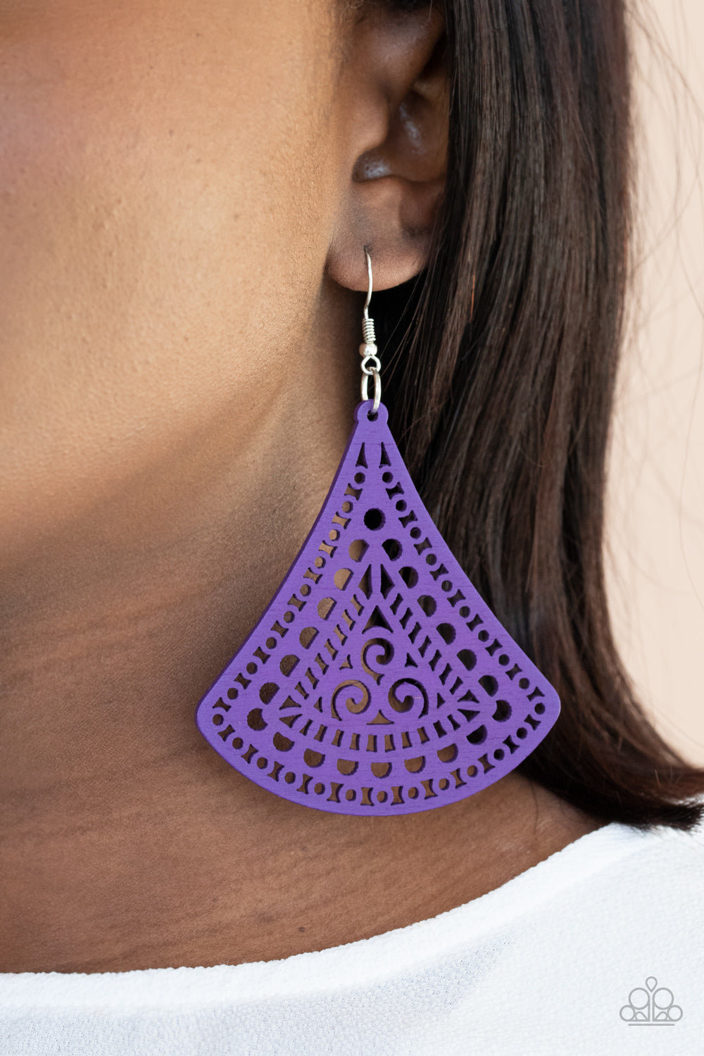 Paparazzi FAN to FAN - Purple Wood Earring