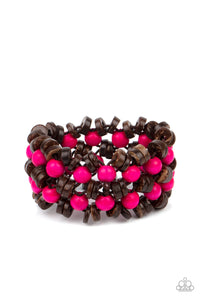 Paparazzi Tahiti Tourist - Pink Wood Bracelet